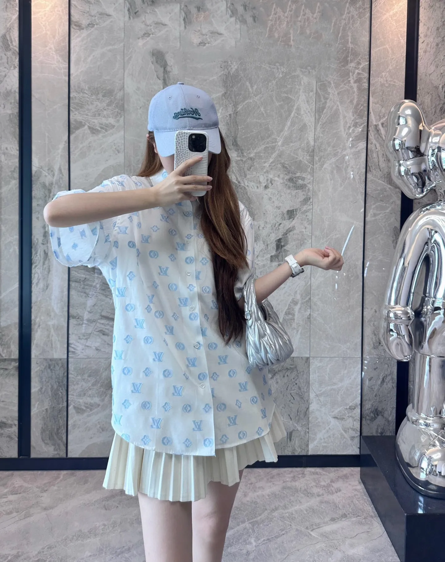 Louis Vuitton/Louis Vuitton 25ss jacquard all-over printed presbyopia short-sleeved shirt